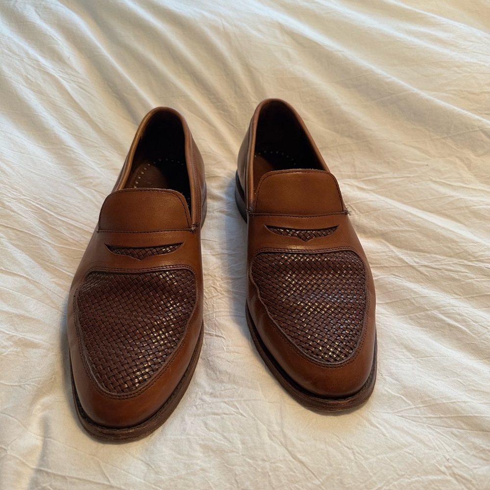 Allen Edmonds Carlsbad light tan leather woven loafers size 9 3E
